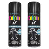 2X Paint Factory Flat Matt Black Spray Paint 250ml Spray Paint