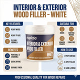 4X White Wood Filler Cracks Remover Smooth Interior Exterior 470G All Purpose