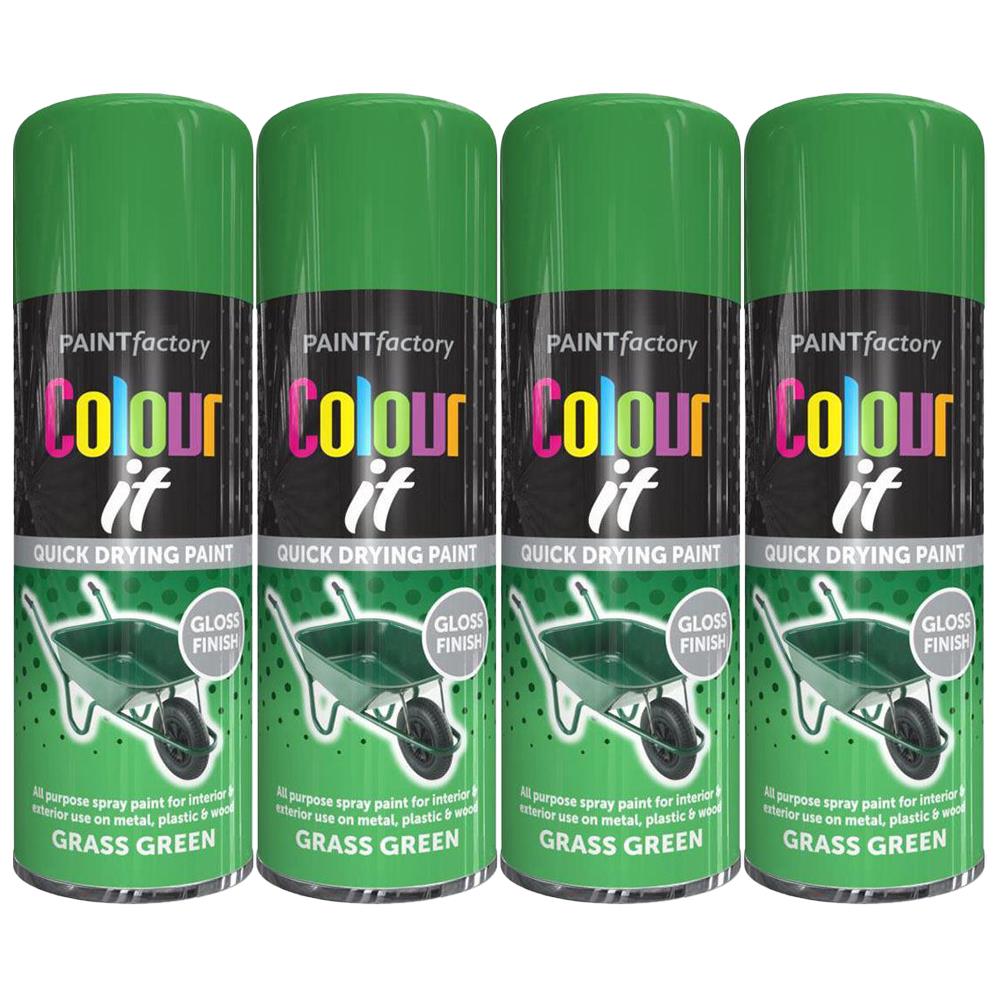 4X Grass Green Gloss Spray Paint 250ml Spray Paint