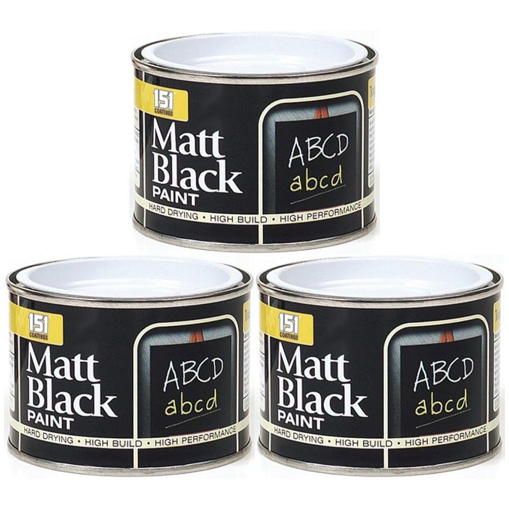 3X Matt Black Paint Tin 180ml Tin Paint