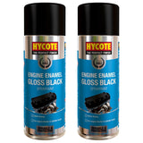 2X Hycote Gloss Black Engine Enamel Spray Paint 400ml Spray Paint