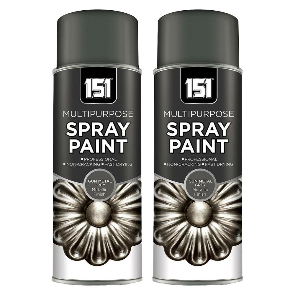 2X 151 Gun Metal Grey Metallic Gloss Spray Paint 400ml - Spray Paint