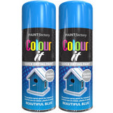 2X Paint Factory Beautiful Blue Gloss Spray Paint 400ml Spray Paint