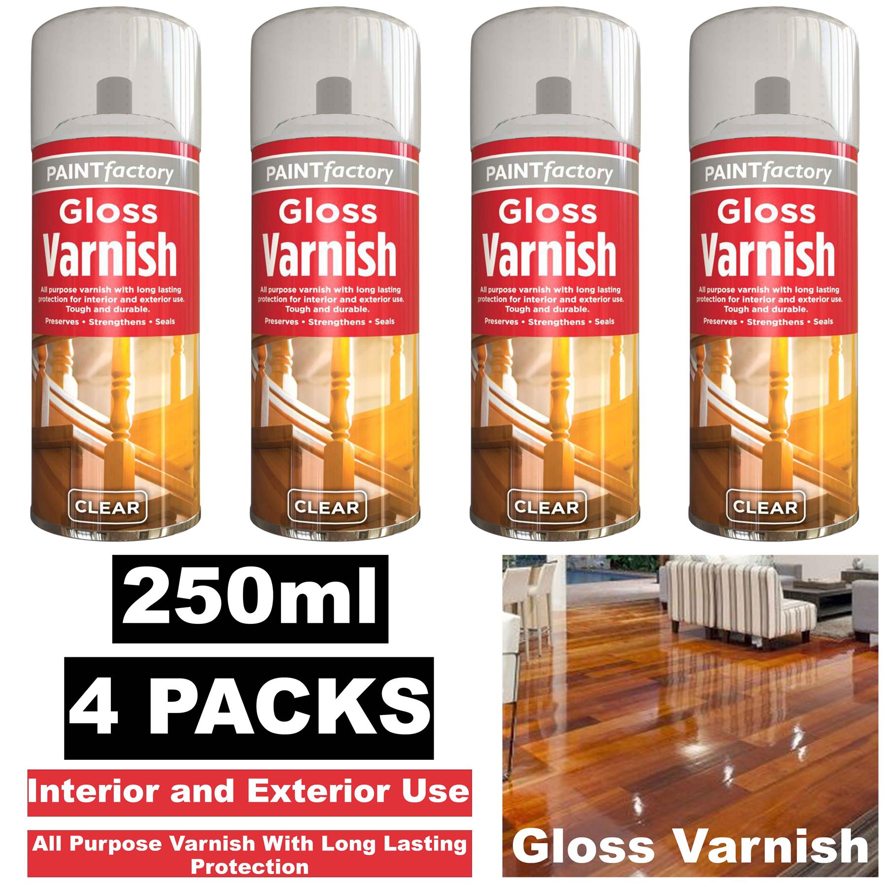 4X Paint Factory Clear Gloss Varnish Spray 250ml Spray Paint