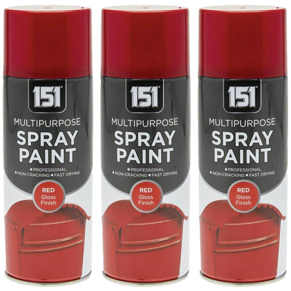 3X 151 Red Gloss Spray Paint 400ml Spray Paint