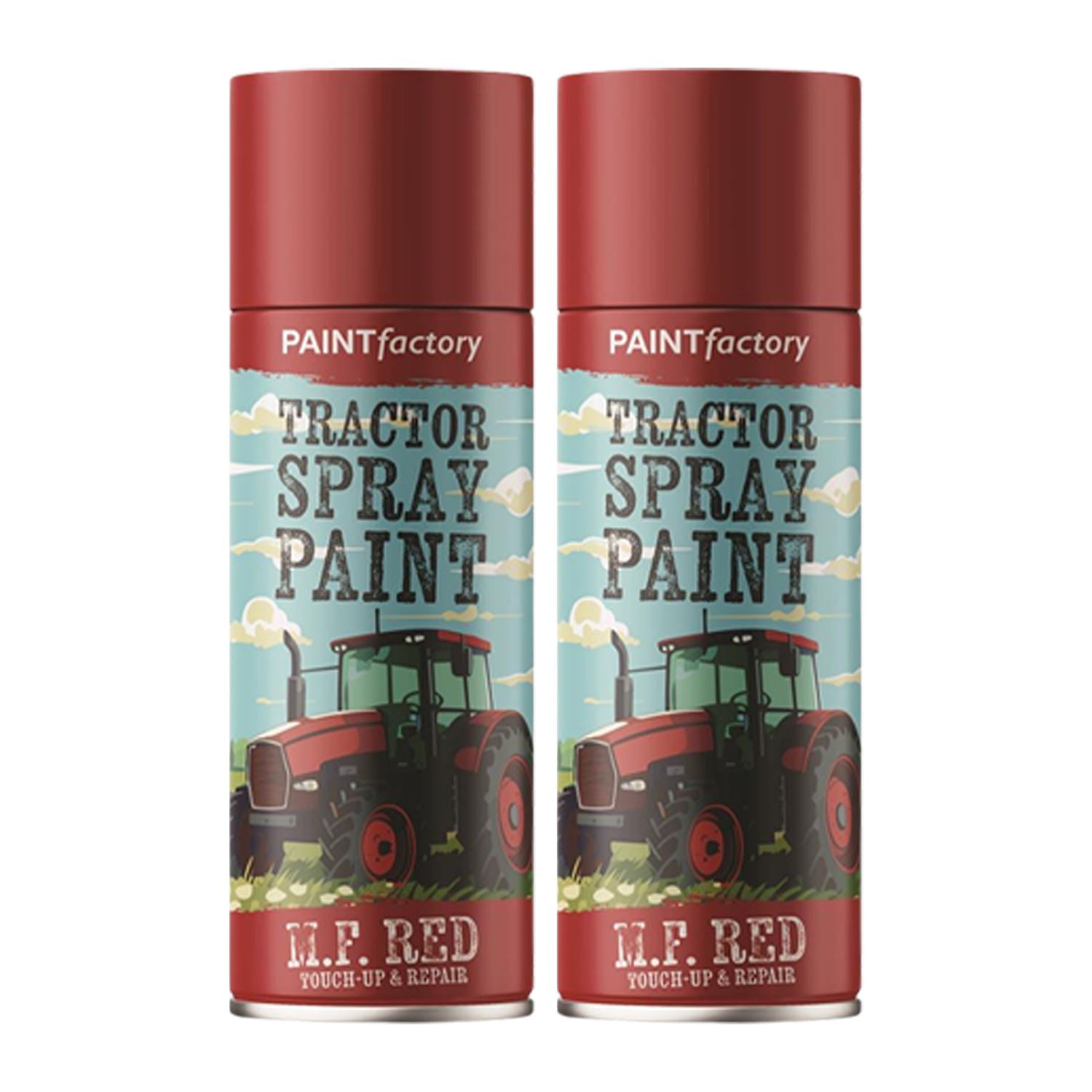 2X - Tractor Spray Paint Massey Ferguson Red 400ml Spray Paint