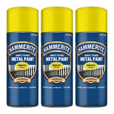 3X Hammerite Smooth Yellow Spray Paint 400ml Spray Paint