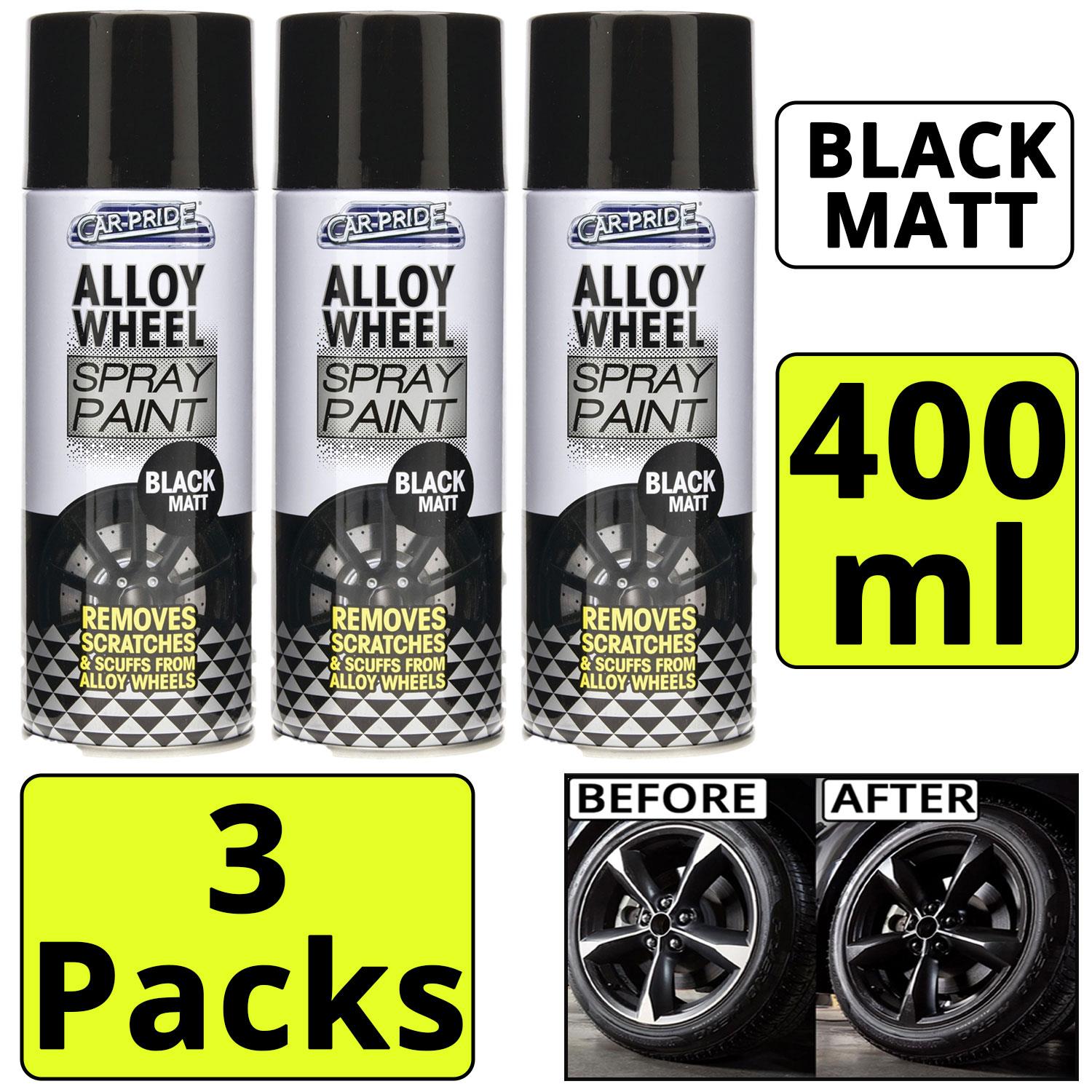 3X Alloy Wheel Black Matt Spray 400ml Spray Paint