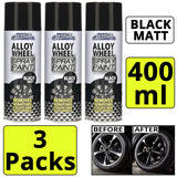 3X Alloy Wheel Black Matt Spray 400ml Spray Paint