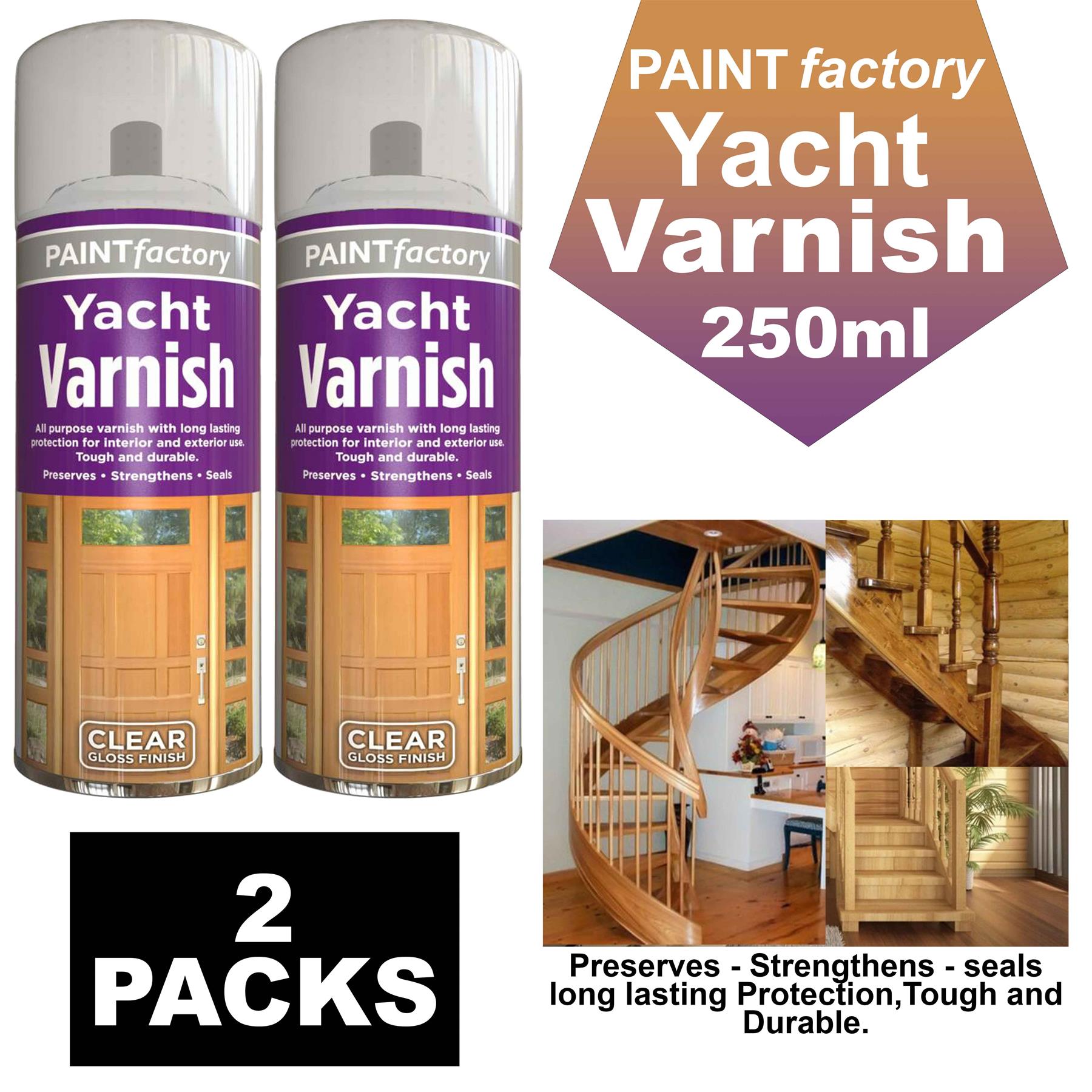 2X Clear Yacht Varnish Spray 250ml Spray Paint