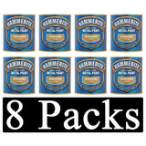 8X Hammerite Hammered Gold Paint 250ml Tin Paint
