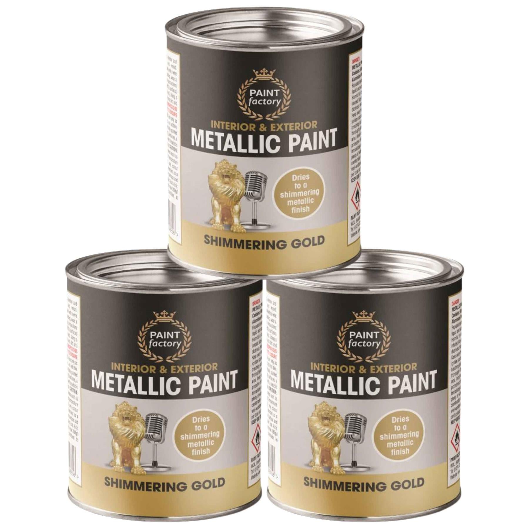 3X Paint Factory Metallic Gold Paint Tin 300ml Tin Paint