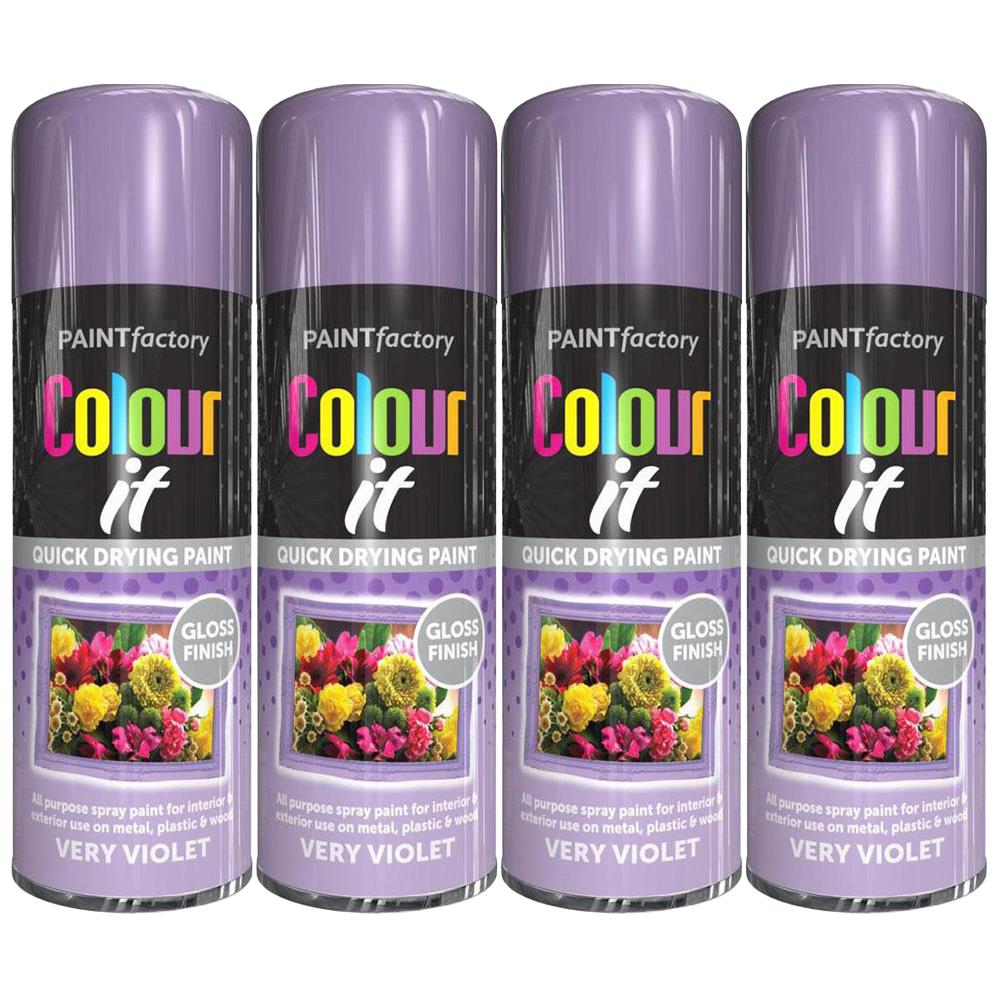 4X Paint Factory Very Violet Gloss Spray Paint 400ml Spray Paint