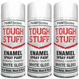 3X Paint Factory Tough Stuff Enamel White Gloss 400ml Spray Paint