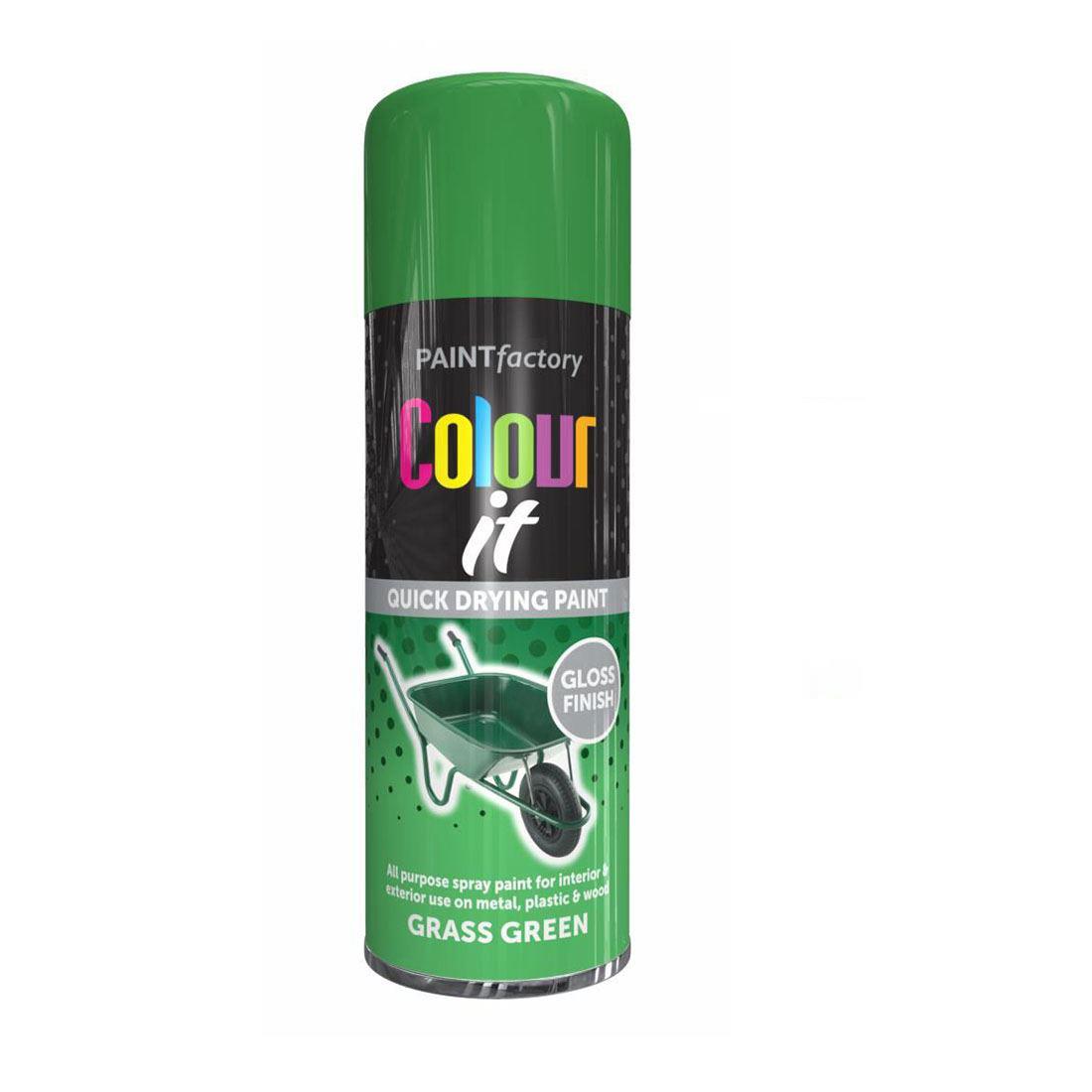Paint Factory Grass Green Gloss Spray Paint 400ml. Spray Paint