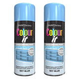 2X Paint Factory Sky Blue Gloss Spray Paint 400ml Spray Paint