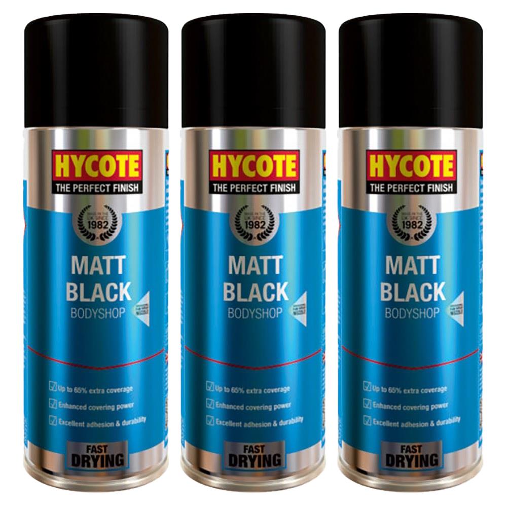 3X Hycote Bodyshop Matt Black Spray Paint 400ml Spray Paint