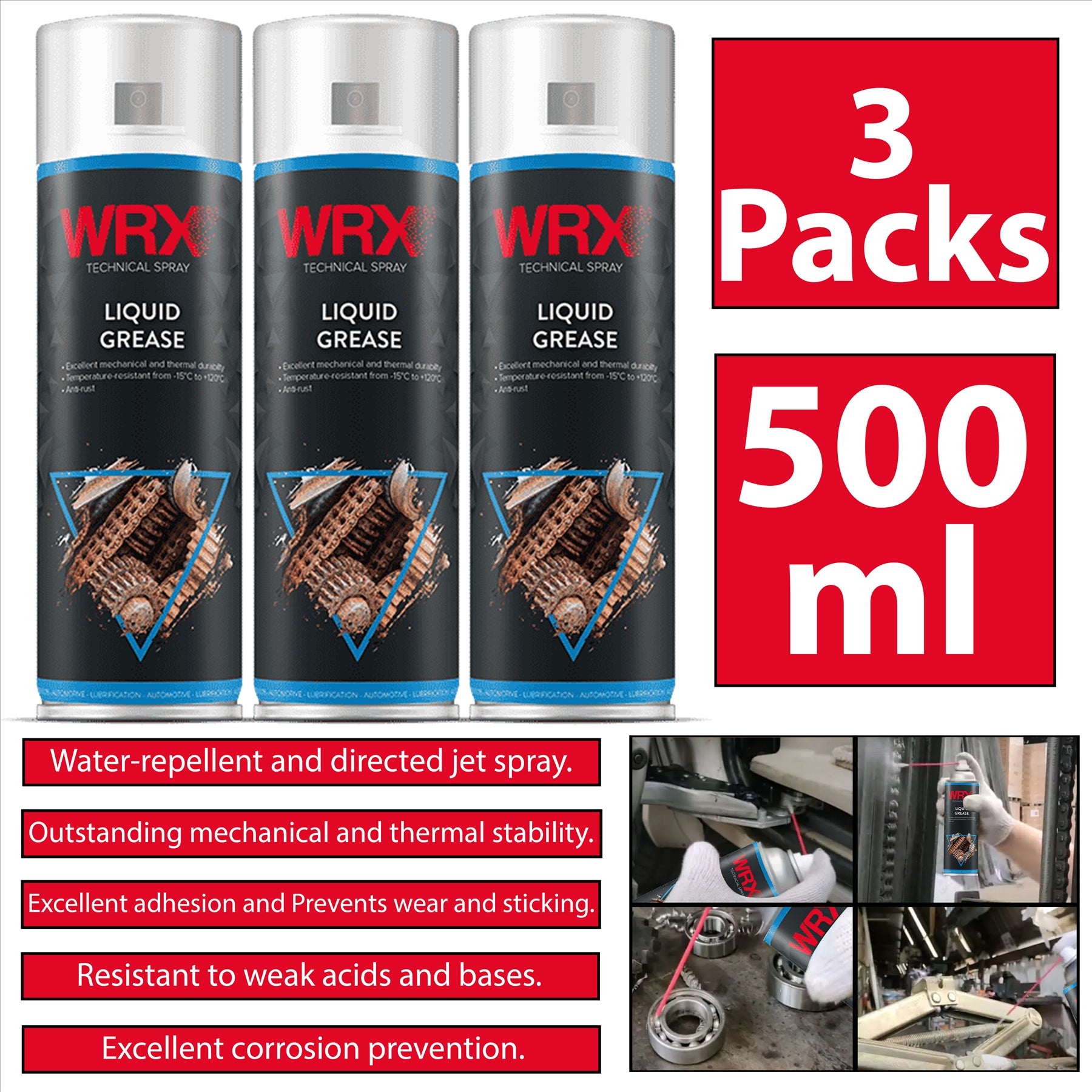 3X WRX Liquid Grease Adhesion Spray 500ml Technical Spray