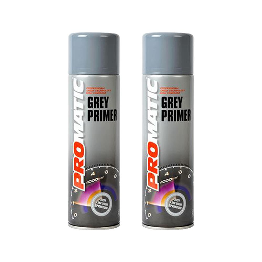 2X Promatic Grey Primer Spray 500ml Spray Paint
