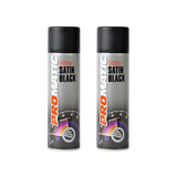 2X Promatic Satin Black Spray Paint 500ml Spray Paint