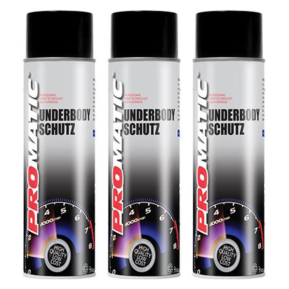 3X Promatic Black Underbody Spray Paint 500ml Spray Paint
