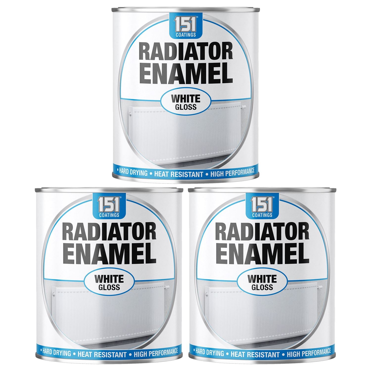 3X Radiator Enamel White Gloss Paint 300ml Tin Paint