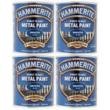 4X Hammerite Smooth Blue Paint 750ml Tin Paint