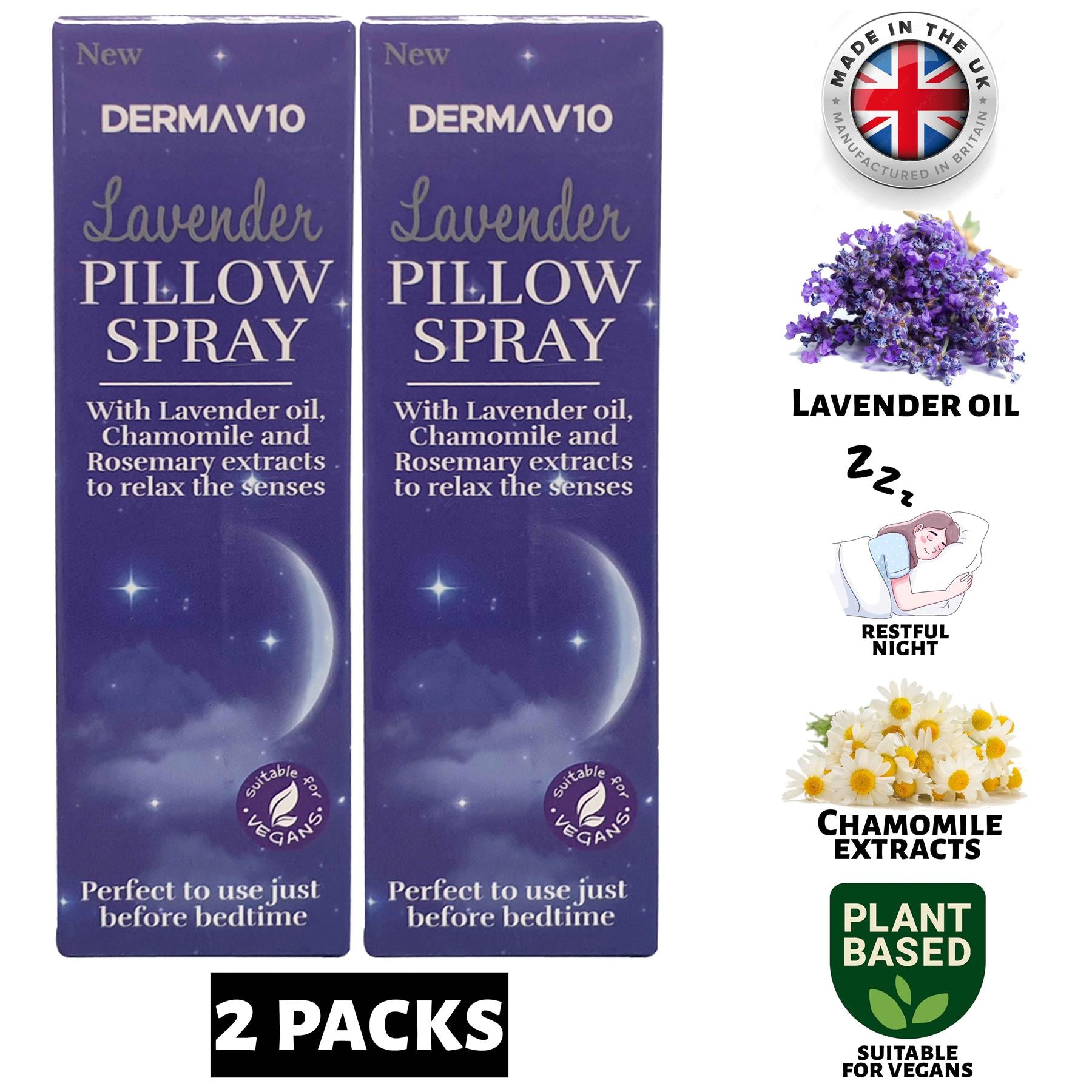 2X Derma V10 Pillow Spray 30ml - Lavender Pillow Spray