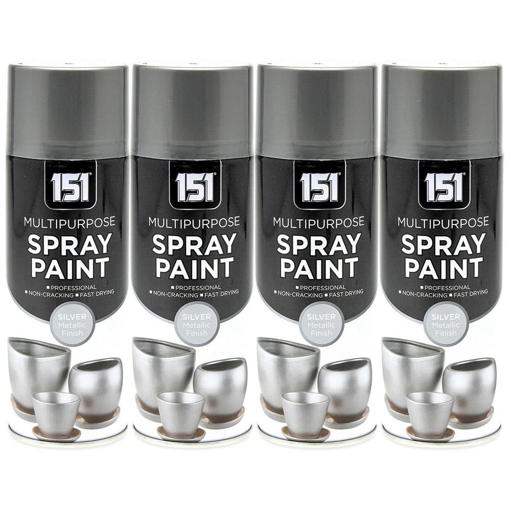 4X 151 Metallic Silver Spray Paint 400ml Spray Paint