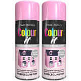 2X Paint Factory Bubblegum Pink Gloss Spray Paint 400ml Spray Paint