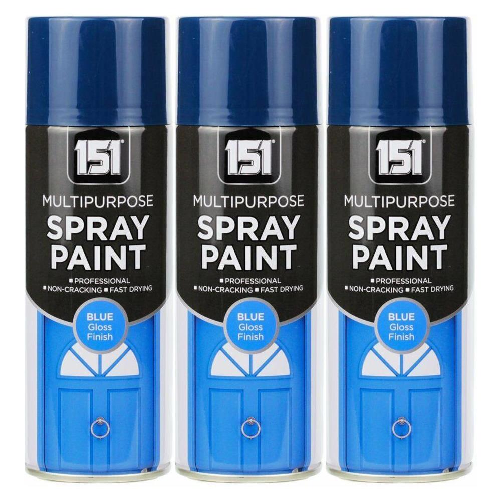 3X 151 Blue Gloss Spray Paint 400ml Spray Paint