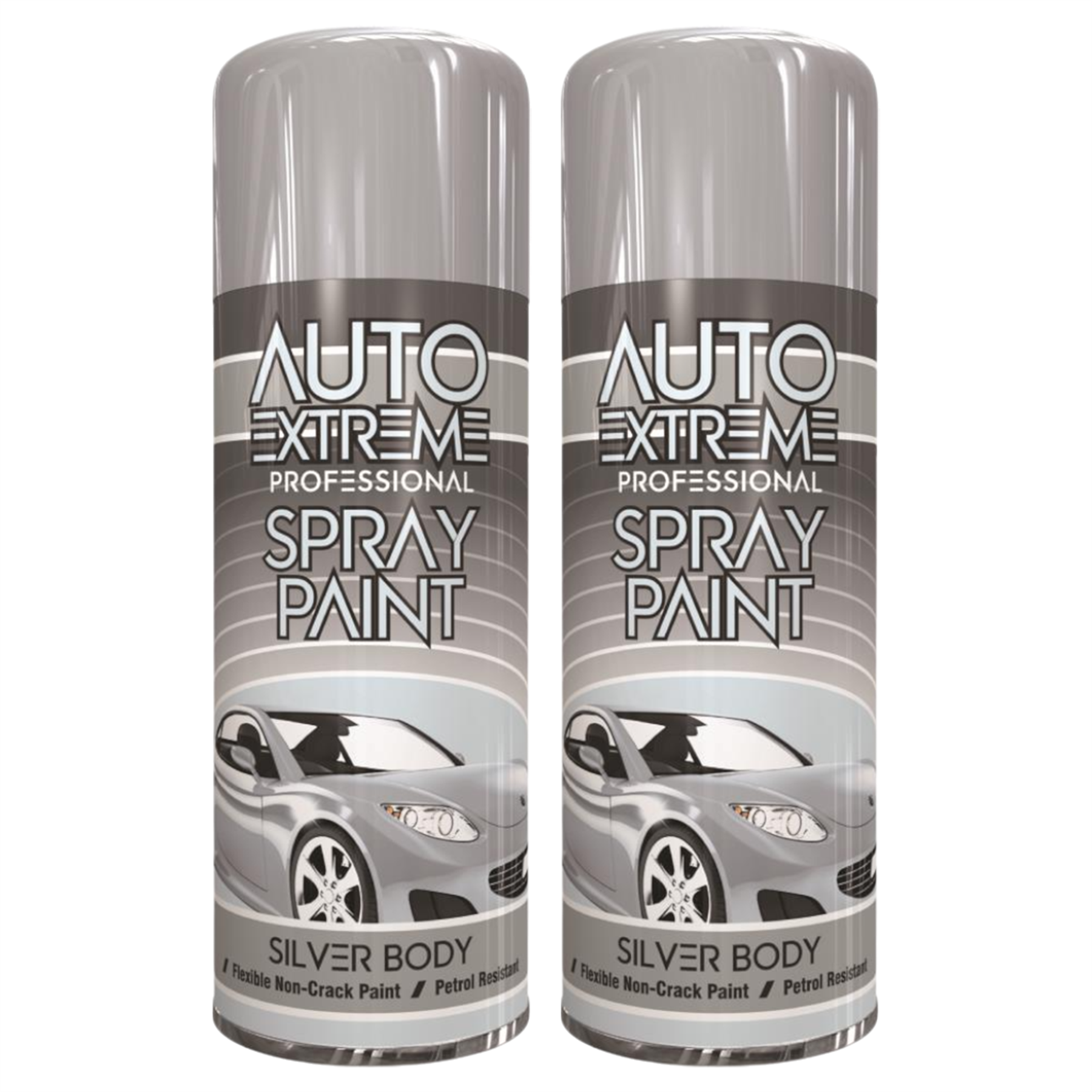 2X Auto Extreme Silver Spray Paint 400ml Spray Paint
