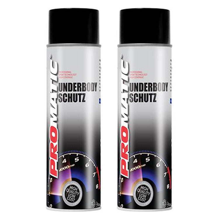 2X Promatic Black Underbody Spray Paint 500ml Spray Paint