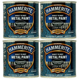 4X Hammerite Hammered Dark Green Paint 250ml Tin Paint