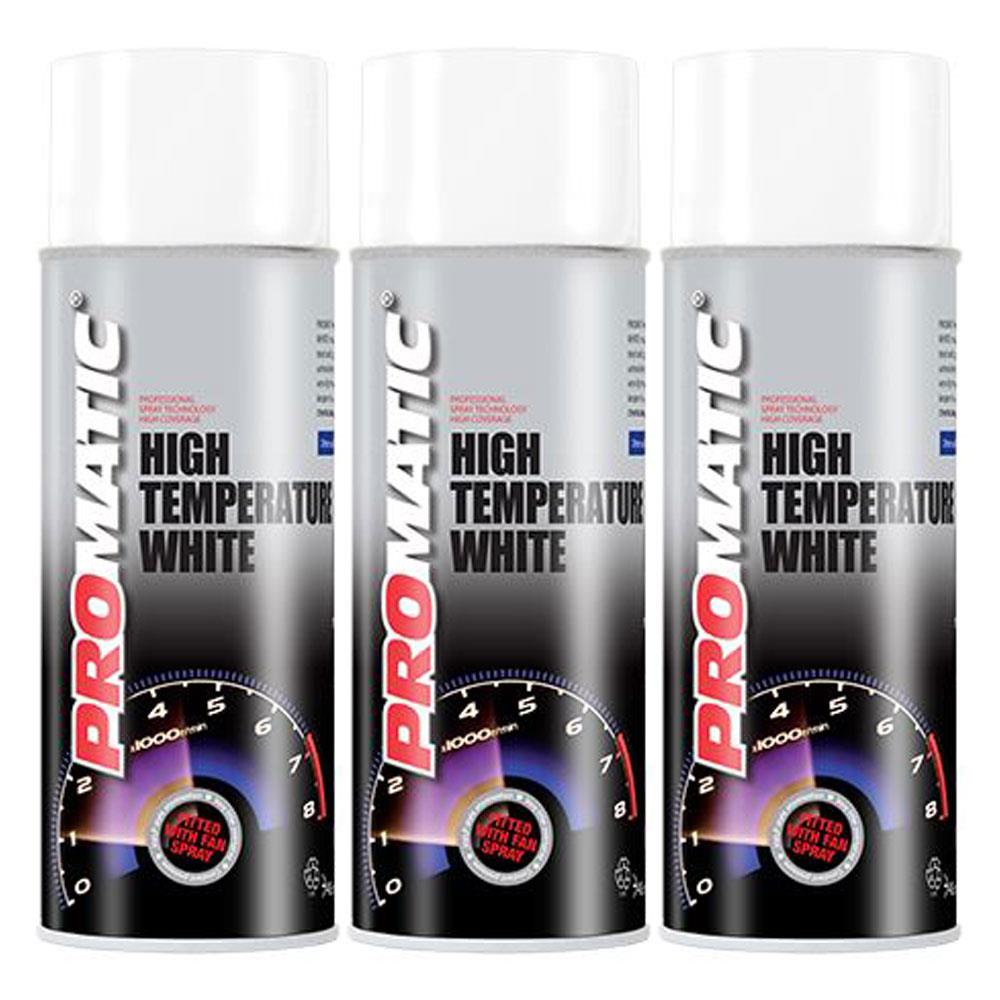 3X Promatic White High Temperature Spray Paint 400ml Spray Paint