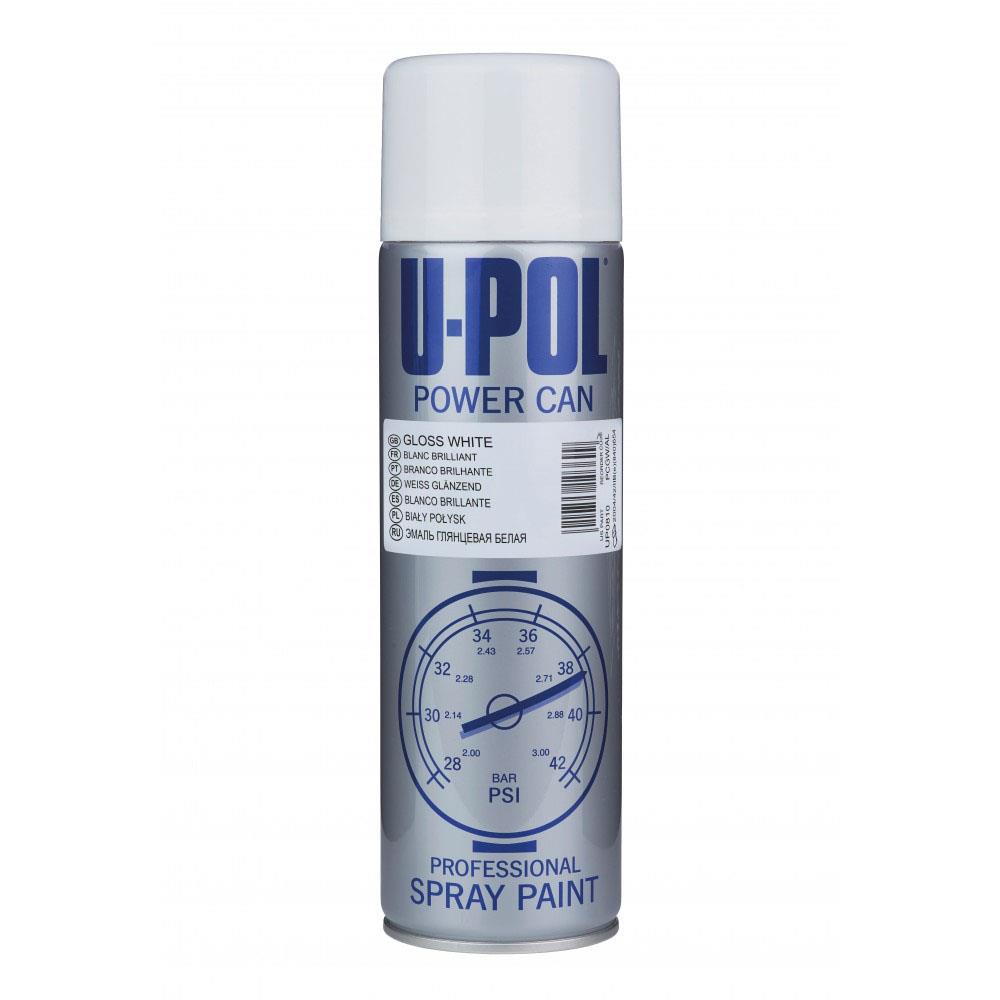 Upol Power Can Topcoat Gloss White Aerosol Spray 500ml Spray Paint