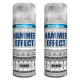 2X Paint Factory Silver Hammer Effect Paint 400ml Spray Paint