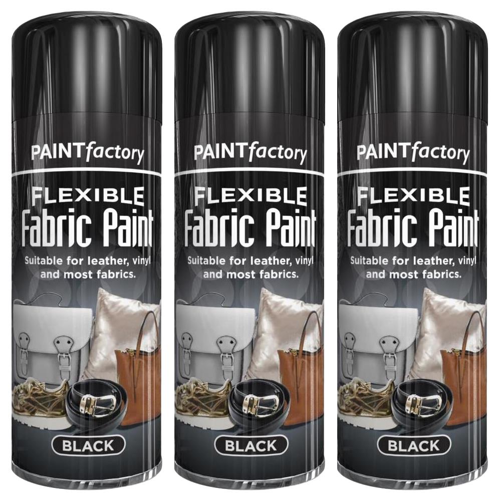 3X Black Flexible Fabric & Vinyl Spray Paint 200ml Spray Paint