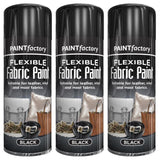 3X Black Flexible Fabric & Vinyl Spray Paint 200ml Spray Paint