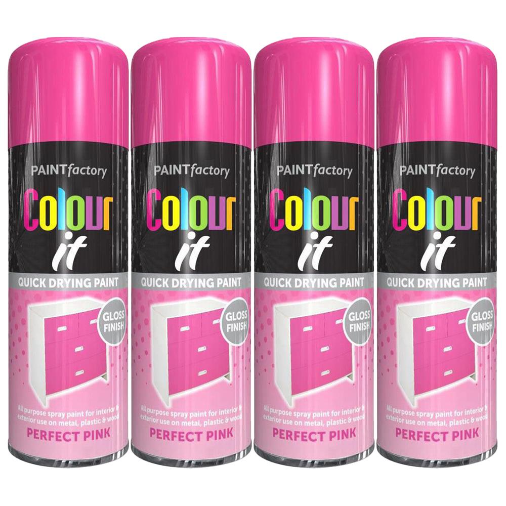 4X Paint Factory Perfect Pink Gloss Spray Paint 400ml Spray Paint