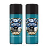2X Hammerite Satin Black Spray Paint 400ml Spray Paint