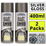 2X Car Pride Alloy Wheel Silver Gloss Spray 400ml Spray Paint
