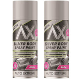 2X Auto Extreme Silver Spray Paint 400ml