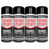 4X Paint Factory Tough Stuff Enamel Black Matt 400ml Spray Paint