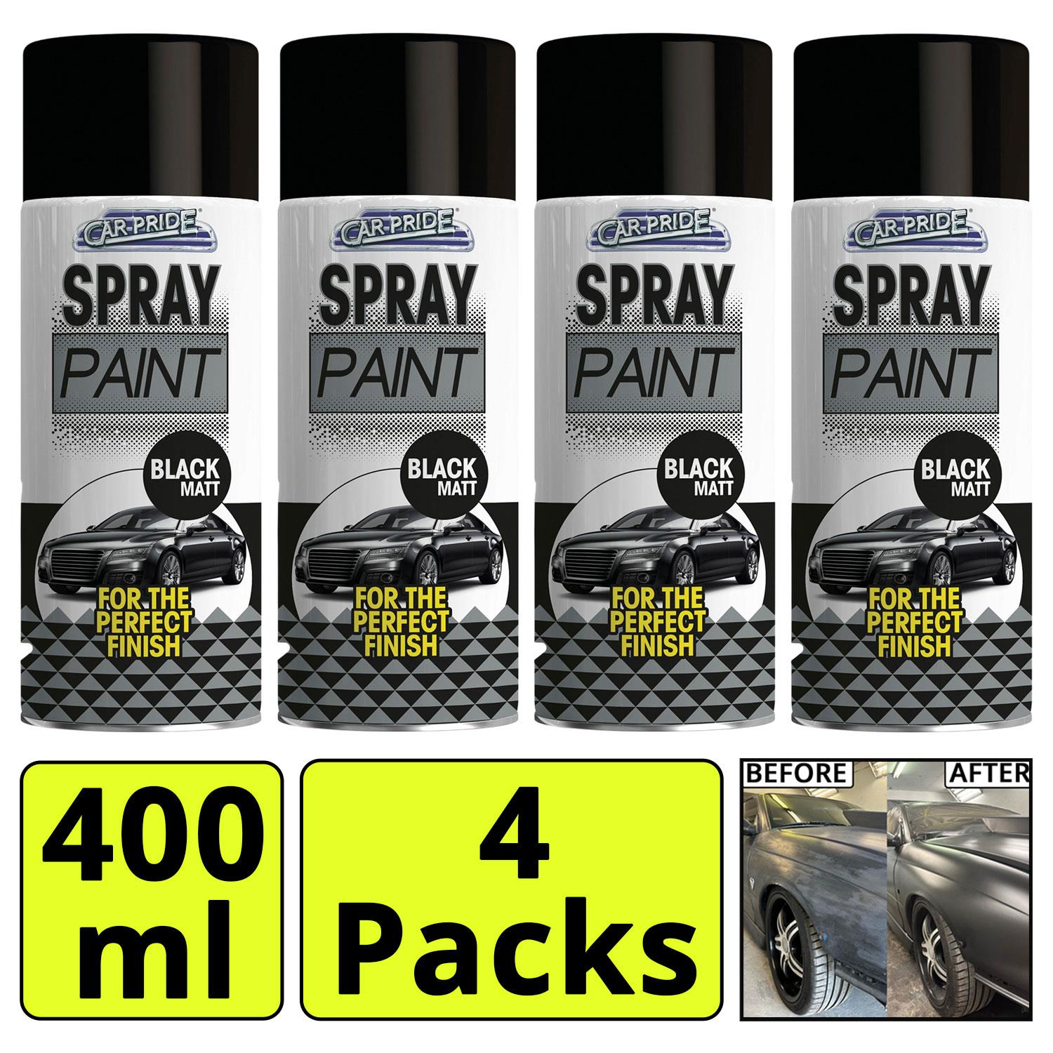 4X Car Pride Matt Black Car Spray 400ml Spray Paint