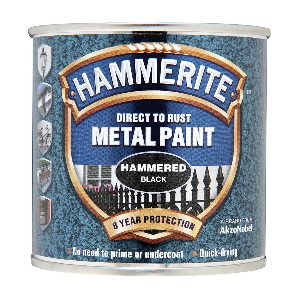 Hammerite Hammered Black Paint 250ml Tin Paint