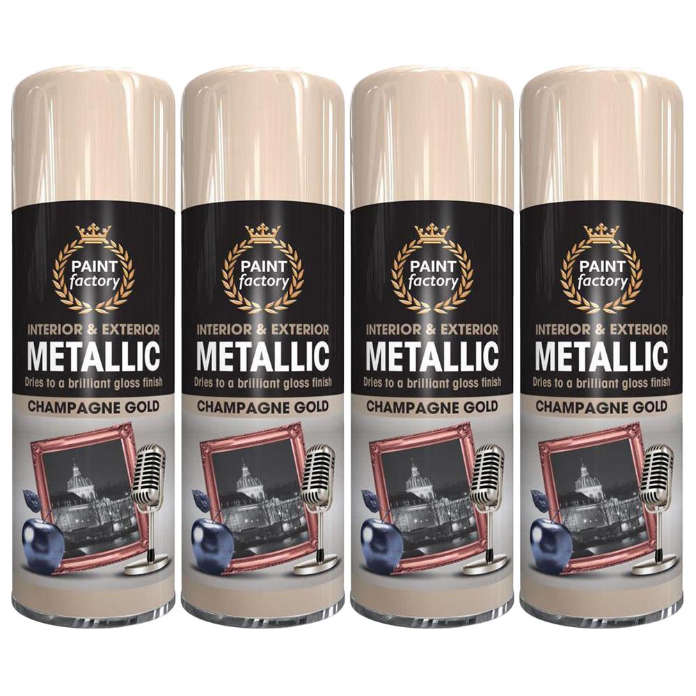 4X Paint Factory Champagne Gold Metallic Spray Paint 400ml Spray Paint