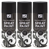 3X 151 Black Gloss Spray Paint 400ml Spray Paint