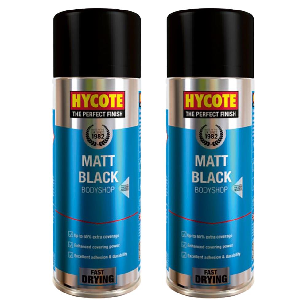 2X Hycote Bodyshop Matt Black Spray Paint 400ml Spray Paint