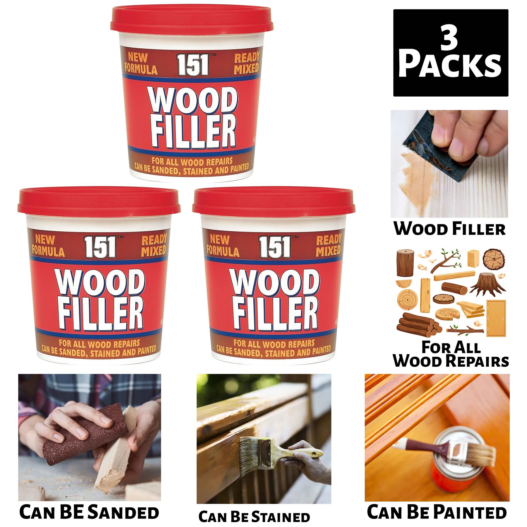 3X Wood Filler Ready Mixed Tub 600G Wood Filler